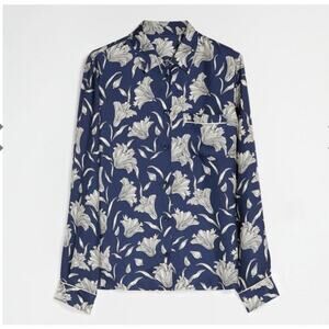 MAX MARA WEEKEND RODESIA BLUE FLOREAL SILK SHIRT, SIZE 12